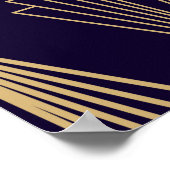 ゴールデンアートデコパターン。シームレスダークブルー ポスター (角)