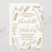 ゴールデンアートホワイト結婚式招待状 招待状 (正面/裏面)