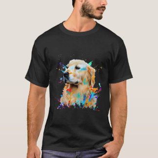 ゴールデンアート絵を描抽象芸術カラフル犬 Tシャツ