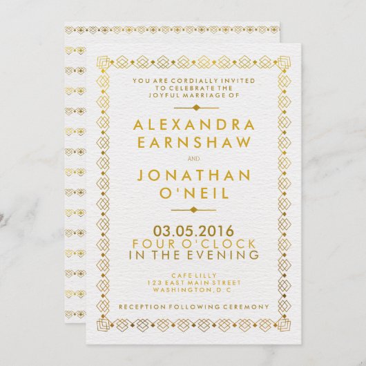 ゴールデンアールデコ結婚式招待状 招待状 (正面/裏面)