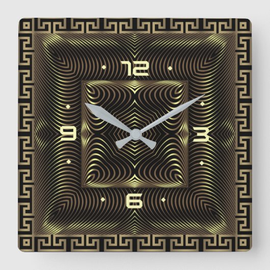 ゴールデンアールデコ スクエア壁時計 (正面)