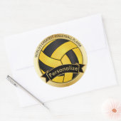 ゴールデンイエローとブラックバレーボール | DIY名 ラウンドシール (封筒)