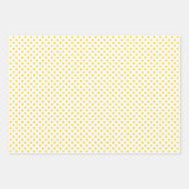 ゴールデンイエローとホワイトストライプシェブロン水玉模様 ラッピングペーパーシート (正面)