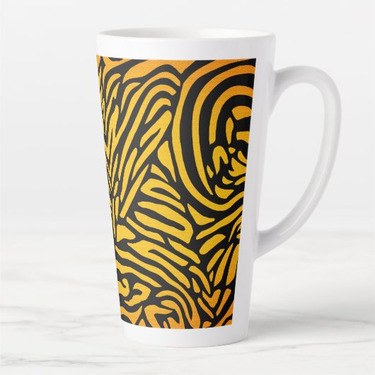 ゴールデンイエローのゼブラストラップ カフェラテマグ (右)