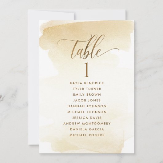 ゴールデンイエローの座席プランのカード（ゲスト名） (正面)