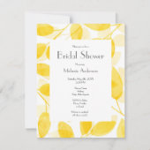 ゴールデンイエローの水彩画の葉 招待状 (正面)