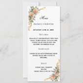 ゴールデンイエローの花柄のリボンが付いたディナーメニューカード 招待状 (正面)