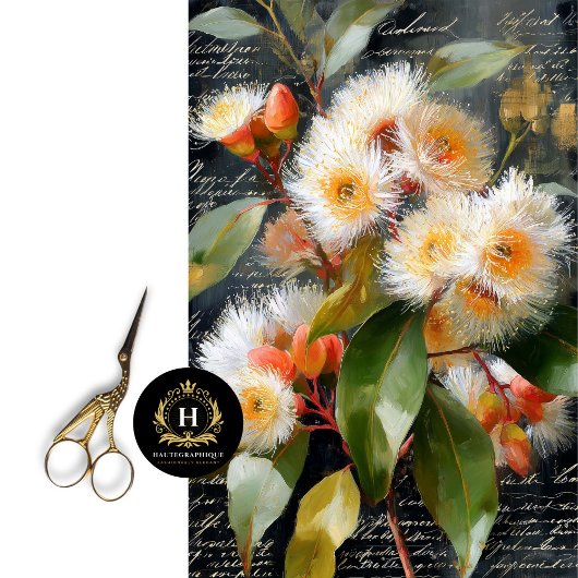 ゴールデンイエローの開花グムナッツデコパージュ 薄葉紙