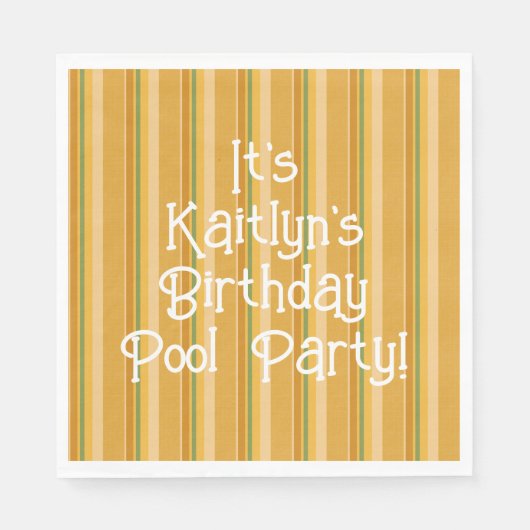 ゴールデンイエローオレンジグリーンラストストライプ スタンダードランチョンナプキン (正面)