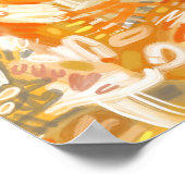 ゴールデンイエローオレンジ暖かいブラシストローク抽象芸術 ポスター (角)