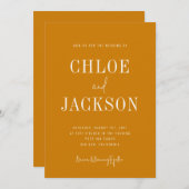 ゴールデンイエローカスタムマスタードQRコー結婚ド 招待状 (正面/裏面)