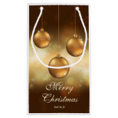 ゴールデンイエロークリスマスボーカスタムブル文字 スモールペーパーバッグ (裏面)