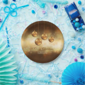 ゴールデンイエロークリスマスボーカスタムブル文字 ペーパープレート (パーティー)