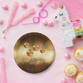 ゴールデンイエロークリスマスボーカスタムブル文字 ペーパープレート (パーティー)