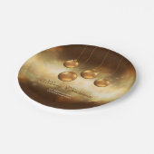 ゴールデンイエロークリスマスボーカスタムブル文字 ペーパープレート (アングル)