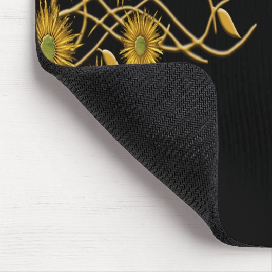 ゴールデンイエローグランジフラワーとつる植物 マウスパッド (コーナー)