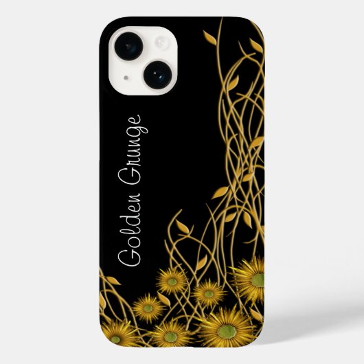 ゴールデンイエローグランジフラワーズつる植物カスタム Case-Mate iPhoneケース (裏面)