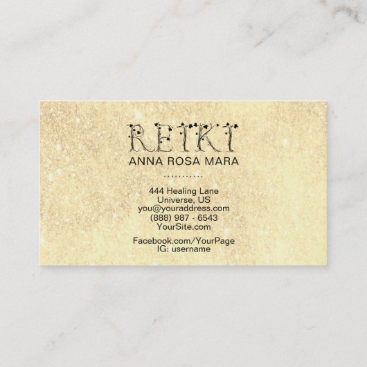 *~*ゴールデンイエローグリッター霊気アイビータイポグラフィ 名刺 (裏面)