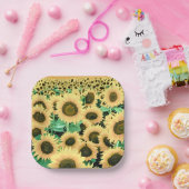 ゴールデンイエローサンフラワーフィールド ペーパープレート (パーティー)