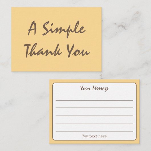 ゴールデンイエローシンプルスクリプトサンキュー 名刺 (正面/裏面)