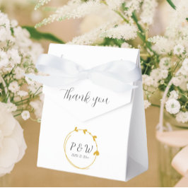 ゴールデンイエローシンプルハートリースモノグラム結婚ズ フェイバーボックス