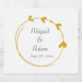 ゴールデンイエローシンプルハートリース結婚ズ スパークリングワインラベル (シングルラベル)