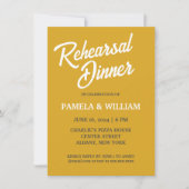 ゴールデンイエローシンプル結婚のリハーサルディナー 招待状 (正面)