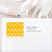 ゴールデンイエロージオメトリックイカット部族プリントパターン ラベル (インサイチュ)