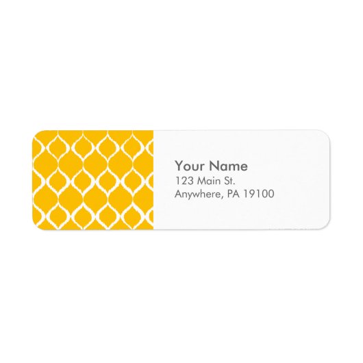 ゴールデンイエロージオメトリックイカット部族プリントパターン ラベル (正面)