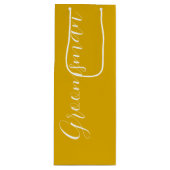 ゴールデンイエロースタイル化スクリプト結婚のgroomsman ワインギフトバッグ (正面)