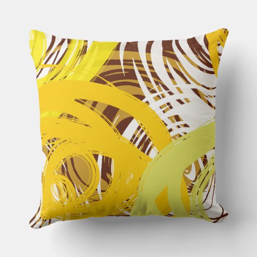 ゴールデンイエロースパイラルデザインレトロ装飾用クッション クッション (裏面)
