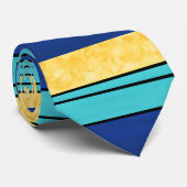 ゴールデンイエローティール(緑がかった色)ブルーストライプズ ネクタイ (ロール)