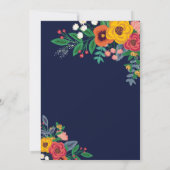 ゴールデンイエローネイビーブルーボヘミアンブーケ 招待状 (裏面)