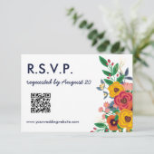 ゴールデンイエローネイビーブルーボー結婚ホのQRオンライン 出欠カード (スタンド正面)