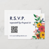 ゴールデンイエローネイビーブルーボー結婚ホのQRオンライン 出欠カード (正面/裏面)