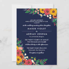 ゴールデンイエローネイビーボホフローラ親ホスティング 招待状