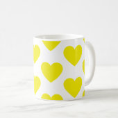 ゴールデンイエローハートおもしろいホワイトコーヒーマグ コーヒーマグカップ (正面右)