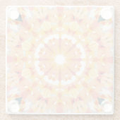 ゴールデンイエローピンクグリーン星折衷式デコール ガラスコースター (裏面)