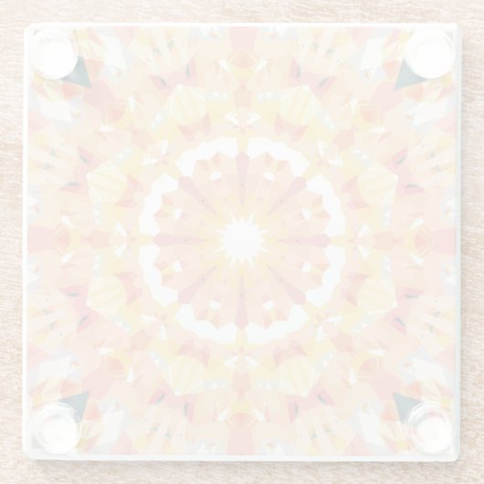 ゴールデンイエローピンクグリーン星折衷式デコール ガラスコースター (裏面)