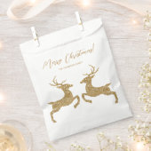 ゴールデンイエローフェイクグリッターの2鹿と文字 フェイバーバッグ (クリップ留めされた状態)