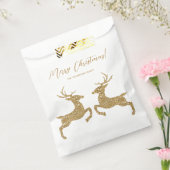 ゴールデンイエローフェイクグリッターの2鹿と文字 フェイバーバッグ (封をした状態)