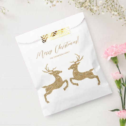 ゴールデンイエローフェイクグリッターの2鹿と文字 フェイバーバッグ (封をした状態)