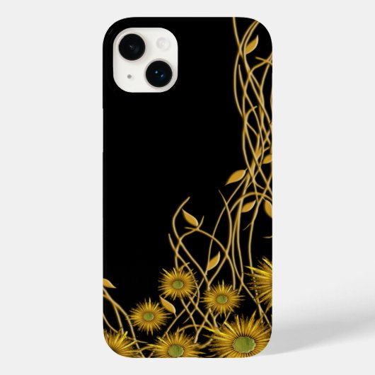 ゴールデンイエローフローラ&つる植物抽象芸術アートワーク Case-Mate iPhoneケース (裏面)