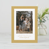 ゴールデンイエローヘリンボーンフレームクリスマスフォト シーズンカード (スタンド正面)