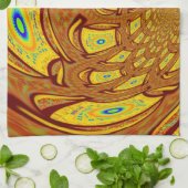 ゴールデンイエローベースボールグローブアートプリント キッチンタオル (折り畳み)