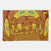 ゴールデンイエローベースボールグローブアートプリント キッチンタオル (横)