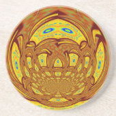 ゴールデンイエローベースボールグローブアートプリント コースター (正面)