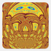 ゴールデンイエローベースボールグローブアートプリント スクエアシール (正面)