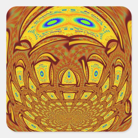 ゴールデンイエローベースボールグローブアートプリント スクエアシール (正面)