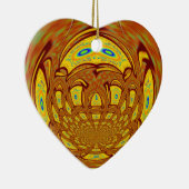 ゴールデンイエローベースボールグローブアートプリント セラミックオーナメント (右)